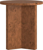Henn&Hart 20" Scandinavian Round Wooden End Table, Side Table, Nightstand with X-Base for Living Room, Office, Family Room, or Bedroom, Walnut Burl