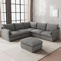 Waterproof Cloud Sectional Couches for Living Room,High Backrest Down Filled Couch,6 Seater Oversized Modular U-Shaped Sofas with Ottoman,Detachable Sofa Covers,Dark Grey