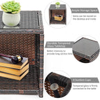 COSTWAY 3 Pieces Patio Furniture Sets, Outdoor Rattan Conversation Set with Tempered Glass Tabletop and Soft Cushion, Wicker Cushioned Chair Sofa for Backyard, Porch, Poolside, Lawn, Gray