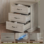 Farmhouse 3 Drawers Dresser for Bedroom, 24" Wide Modern Chest of Drawers with Deep Drawers & Bar Handles, Rustic Wood Nightstand, Wooden Closet Storage Organizer for Living Room, Hallway, Grey