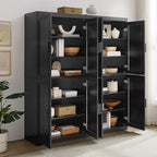 Crosley Furniture Essen 2-Piece Kitchen Pantry Storage Cabinet Set, Living Room, Bathroom, Entryway, Black
