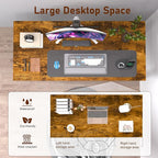 StarGraph Home Office Desks 55 Inch Large Office Desk with Sturdy Metal Frame Modern Computer Desk Gaming Study Writing Work from Home Desks, Rustic Brown