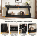 Tribesigns Modern Console Table, 71-Inch Extra Long Entryway Table with Storage, 2-Tier Narrow Sofa Table Behind Couch, Farmhouse Wooden Accent Table for Living Room, Hallway, Foyer, Black