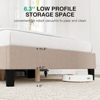 Novilla Queen Size Bed Frame, Queen Bed Frame with Headboard, Linen Upholstered Pull-Point Wing Side Headboard, No Box Spring Needed, Heavy Duty Feet, Easy Assembly, Beige