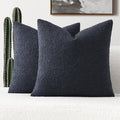 FUTEI Pack of 2 Navy Blue Decorative Throw Pillow Covers 16x16 Inch Soft Cozy Solid Boucle Textured Cushion Case,Modern Home Decor for Couch Bed Living Room