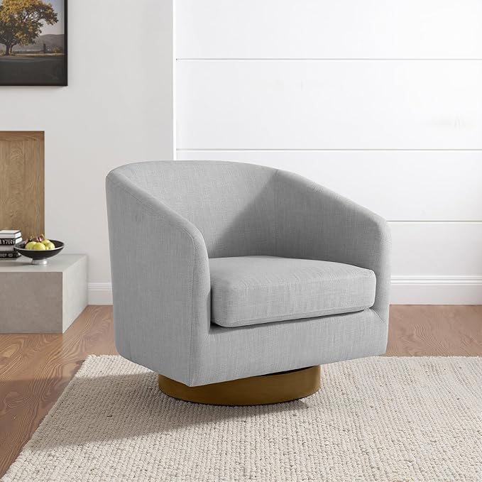 Lumibee Swivel Accent Chair, Chenille Fabric Swivel Barrel Chair for Living Room, Modern Comfy Upholstered Round Armchair Single Sofa Chair for Bedroom, Club-Cool Gray