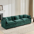 Aoowow Modular Sectional 3 Seater Cloud Sofa Couch for Living Room,113.8" Cloud Sofas with Deep Seat,Modern Chenille 3 Seat Sofas,Fluffy Cloud Couches for Bedroom,Apartment,Office (Green, 3 Seater)