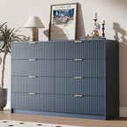 Navy Dresser for Bedroom, 8 Drawer Double Dresser, Modern Chest of Drawers for Bedroom, Living Room, Entryway and Closet, 55" L x 15.7" D x 37.4" H