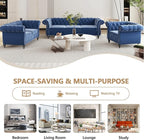 2 Piece Living Room Furniture Set, Velvet Loveseat and Chair Set, Mid Century Modern Upholstered Sofa Couch with Cushions, Comfy Tufted Chesterfield Couches for Living Room, Bedroom, Office