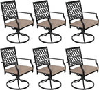 Sophia & William Patio Dining Chairs Set of 6, Outdoor Swivel Rocker Patio Chairs with Cushion, Metal Outdoor Chairs for Garden Backyard Bistro