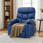 MCombo Power Lift Recliner Chair with Extended Footrest for Elderly People, Faux Leather 7287 (Navy Blue, Medium)