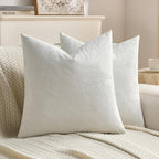 FUTEI Cream Velvet Throw Pillow Covers 18x18 Inch Set of 2,Soft Embossed Leaf-Relief Textured Cushion Cases,Natural Home Decor for Couch Living Room