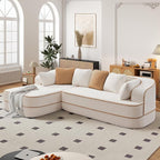 Cloud Sectional Sofa Modern Boneless Couch for Living Room, Comfy Deep Seat Comfy Teddy Fabric Double Sofa Chaise No Assembly Required (White, 106" L Shape with Left Facing)