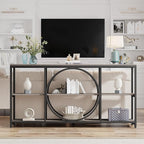 Tribesigns 70.9 inch Sofa Console Table, Extra Long Narrow Entryway Tables with 3 Tier Wood Storage Shelves Metal Frame for Foyer Hallway Living Room Behind Couch, Black Rustic Gray