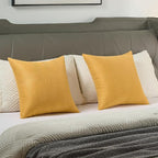FUTEI Mustard Yellow Chenille Throw Pillow Covers 24x24 Inch Set of 2,Soft Wide Chevron Textured European Pillow Shams,Farmhouse Home Decor for Couch Bed Living Room