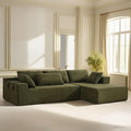 108" Modular Sectional Couch Sofa with L-Shape Chaise, Modern Cloud Comfy Sofa with Deep Seat, Upholstered Couches for Living Room Bedroom, No Assembly Required (Green Right Facing Chaise)