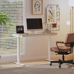FLEXISPOT Comhar Electric Standing Desk with Drawer Desktop & Adjustable Frame w/USB Charge Ports (Bamboo-Look Laminate/White, Wood)