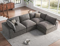 120" Cloud Sectional Couch | Oversize Boneless Couches for Living Room | 4 Seater Modern L-Shape Sofa | Grey