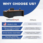 OfficeSimpli Modern L Shaped Executive Desk, 84x72x30 Inch - Made in USA – Ships Mostly Assembled – Home Office Workstation & Business Furniture, Large CEO Desk Table with Cabinets & Lockable Drawers