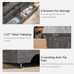 T4TREAM Farmhouse 7 Drawers Dresser for Bedroom, 54" Wide Wood Rustic Chest of Drawers w/Roman Column, Wooden Storage Dressers Organizer for Bedroom, Living Room, Closet, Dark Rustic Oak
