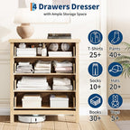 GarveeHome Fluted 4 Drawers Dresser for Bedroom, 35.4 in Tall Chest of Dressers for Closet, 4 Fluted Drawers with Metal Handle, Large Clothes Storage Cabinet for Bedroom, Nursery, Living Room, Natural
