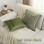 FUTEI Sage Green Chenille Throw Pillow Covers 20x20 Inch Set of 2,Soft Cozy Bound Edge Design Cushion Case,Home Decor for Couch Bed Living Room