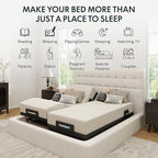 FLEXISPOT Adjustable Bed Frame Base Split King+12-inch Certipur-US Hybrid Mattress with Individual Pocket Spring, Quick Assembly, Massage, Zero Clearance, Whisper Quiet Durable Motor, Zero Gravity
