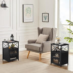 VECELO Black End Table with USB Ports and Outlets,24 Inch Nightstands with Charging Station and Storage Shelf for Bedroom,Living Room, 1 Set