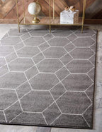 Unique Loom Trellis Frieze Collection Area Rug - Geometric (4" x 6", Dark Gray/ Ivory)
