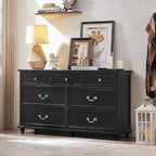 Farmhouse Dresser and Nightstand Sets, Wooden 7 Drawers Dresser & 24" Night Stand with 3 Drawers, 2 Piece Bedroom Furniture Set, Chest of Drawers for Bedroom, Home, Living Room, Hallway