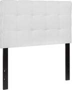 EMMA + OLIVER Quilted Tufted Upholstered Twin Size Headboard in White Fabric