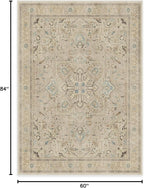 RUGGABLE Washable Vintage Area Rug – Kamran Ivory Opal 5x7, Stain-Resistant, Non-Slip – Medium Machine Washable Rugs for Living Room, Bedroom, Hallway, Entryway & Office–with Cushioned Pad
