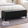 HUIMO Faux Leather Storage Ottoman Bench 50.3 Inch Extra Long PU Upholstered Bedroom Bench with Large Storage Space for The Living Room, Entryway, Bedroom Hold Up to 300lbs (Black)
