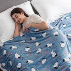 Berkshire Blanket Peanuts® VelvetLoft® Cute Character Snoopy Plush Blanket,Heart Toss Blue,King 90 in x 108 in (Official Peanuts® Product)