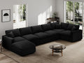Modern Sectional Linen Couch for Living Room V-Shape Sofas,7 Seat Modular Cloud Sofas,Couches Cushion Covers Removable,Cozy Feather Down Sofa for Apartment Black