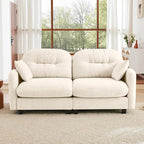 74" Loveseat for Living Room, Comfy Chenille Fabric Cloud Sectional Couch, Modern Upholstered Deep Seat Sofa with Armrest Pillow, Two Seater Couch for Small Spaces, Beige
