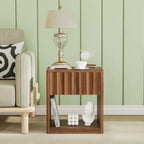 Fluted Dresser, Small Nightstands Set of 2, Natural Bedside Table with Drawer and Storage, Mid Century Modern Side Table for Bedroom Living Room Sofa