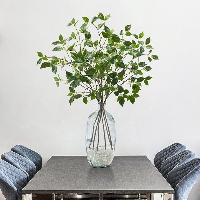 Eucalyptus Stems 32" Fake Plants Greenery for Vase Artificial Plants Indoor Bay Leaves Bathroom Decor Fake Leaves Greenery Stems Dining Room Decor Nordic (6PCS)