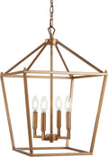 JONATHAN Y JYL7437B Pagoda Lantern Dimmable Adjustable Metal LED Pendant Classic Traditional Farmhouse Dining Room Living Room Kitchen Foyer Bedroom Hallway, 16 in, Antique Gold