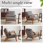 VINGLI Upgraded Premium Corduroy Accent Chairs Set of 2,Upholstered Arm Chair,Solid Wood Comfy Reading Chair with Lumbar Pillow, Mid Century Modern Chairs for Living Room,Bedroom,Light Grey