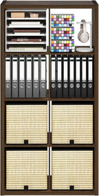 Furinno Cubicle Book Shelf, 8-Cube Thick Frame Bookshelf, Horizontally & Vertically Reversible Bookcase with Open Back, 14.6 x 30 x 57.9, for Living Room, Bedroom, Home Office, Amber Pine