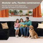 130'' Modern Modular Sectional Sofa with Ottoman, 8 Seater U Shaped Cloud Couch for Living Room, Oversized Deep Seat Convertible Sofa Set, Plush Corduroy Black