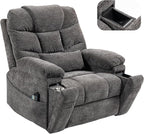 Power Lift Recliner for Elderly Adults, Dual Motor Lay Flat Lift Chair with Heat Massage, Cup Holder & Wireless Phone Charger, USB Type C Charging, Big Tall 400 lbs