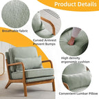 Mid-Century Accent Chair Set of 2,Sherpa Fabric Lounge Chair with Wide Armrest,Sherpa Fabric Armchair with Lumbar Pillow & Solid Wood Frame for Living Room, Bedroom, Balcony (Green)