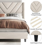 Yaheetech Twin Bed Frame Upholstered Platform Bed with Wing Side/Wooden Slat Support/Tufted Headboard with Wing Side/Mattress Foundation/No Box Spring Needed,Beige Twin Bed
