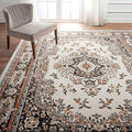 Home Dynamix Premium Sakarya Traditional Medallion Border Area Rug, Ivory/Brown, 7'9"x10'8" Rectangle