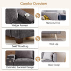74" Loveseat Couch for Living Room,Modern Chenille Upholstered Sofa with Adjustable Storage Armrest Cup Holders,USB & Type-C Ports,Solid Wood 2-Seater Loveseat Sofa for Apartment(Deep Gray)