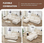 77.4" Chenille Modular Loveseat Oversized Upholstered 2 Seater Sectional Sofa with Thickened Cushions, Easy Assembly, Modern Comfy Love Seat Couch for Living Room, White