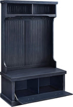 Crosley Furniture Seaside Hall Tree with Shoe Rack Bench and Coat Hooks for Hanging Storage, Distressed Navy