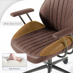 ovios Home Office Ergonomic Chair, Mid-Century Modern Luxury Faux Suede Leather Chairs, Comfy High Back Computer Swivel Rolling Task Armchair for Executive, Dark Brown
